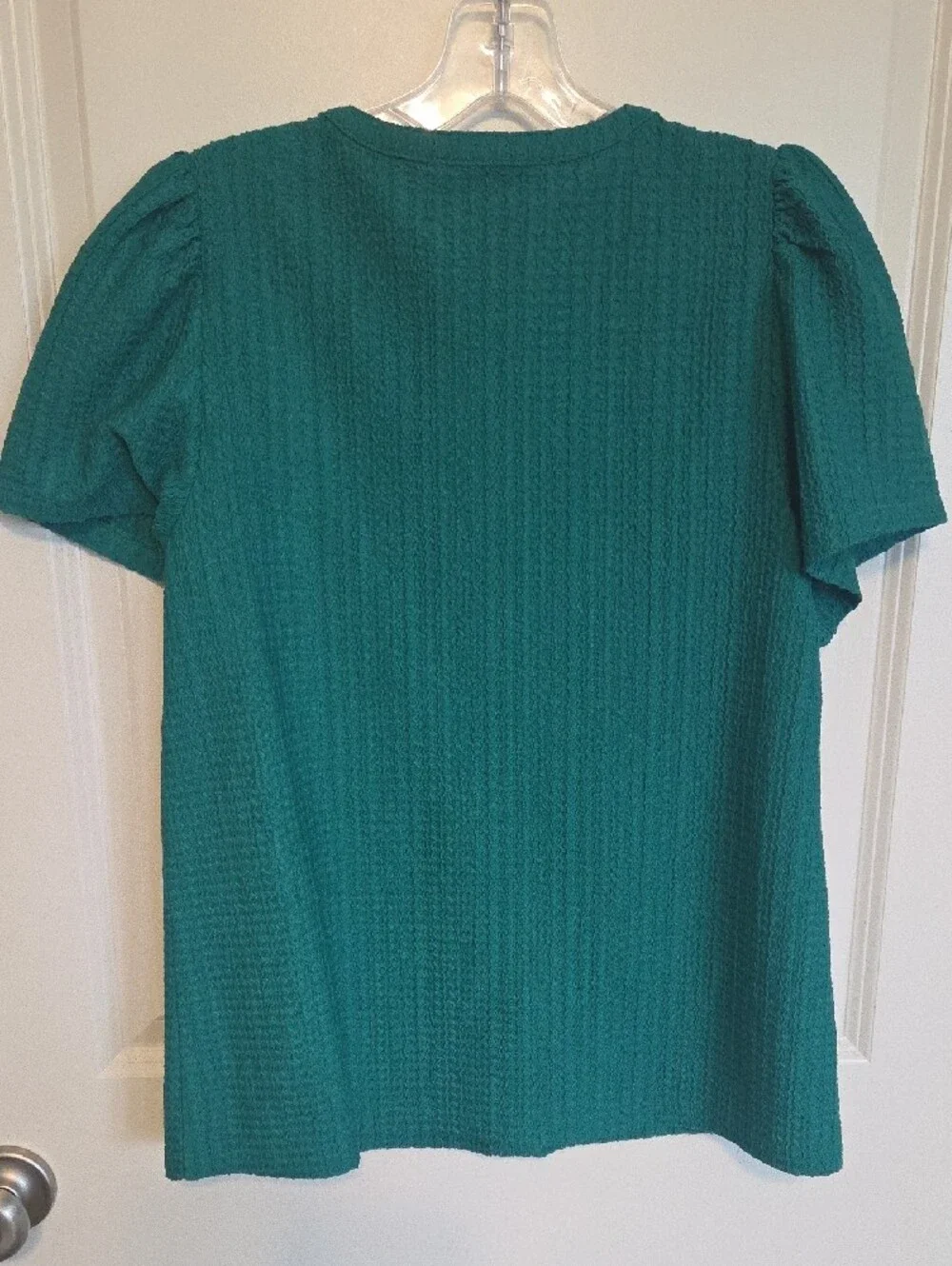 LOFT Emerald Green Textured Puff-Sleeve Blouse
